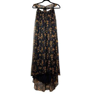 Zara Basic Floral  Open Back Halter Summer Maxi Dress Size Small Flowy Boho